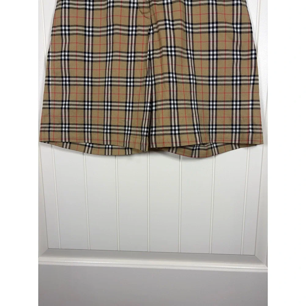 Vintage Burberry Golf Nova Check Shorts US 6 Tan Plaid High Rise Bermuda Cotton